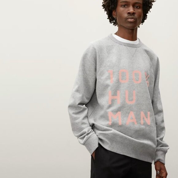 Everlane 100% Human Typography Grey Crewneck Sweatshirt Size Medium - Picture 1 of 8